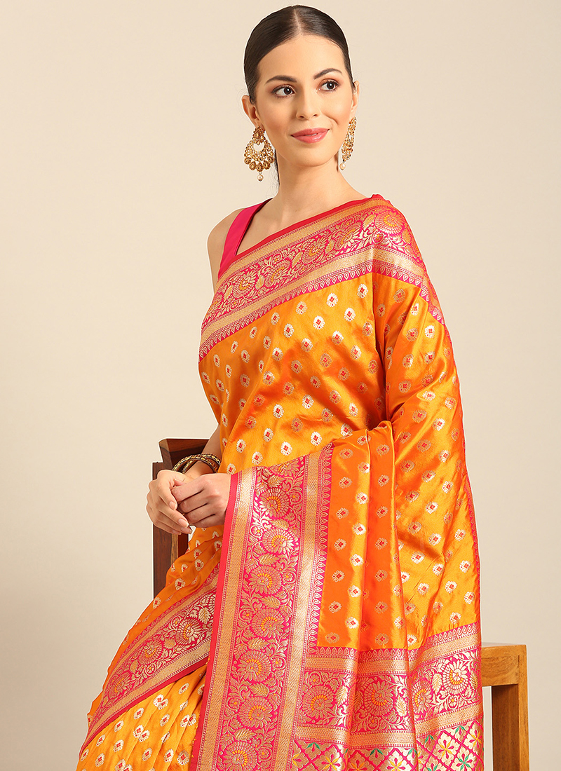 Party Wear Organza Silk Saree With Banarasi Border Saree OSB03 main image 1